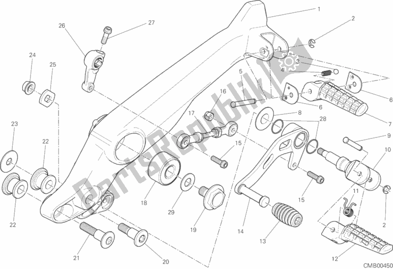 All parts for the Footrests, Left of the Ducati Scrambler Urban Enduro Brasil 803 2017